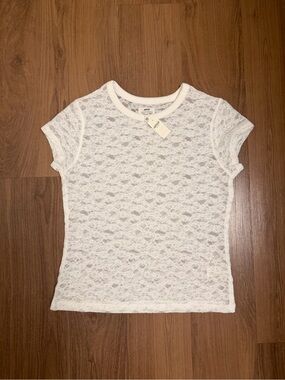 Aerie NWT White Lace Short-Sleeve Top